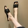 Slippers  New Fashion Casual Women's Shoes Multi-color Outdoor Beach Large Size Versatile Open Toe Square Heel Women's Shoes
