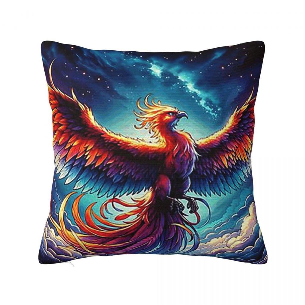 Colorful Majestic Phoenix Square Pillowcase Pillow Cover Polyester Cushion Decor Comfort Throw Pillow for Home Living Room