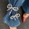 Detachable Pearl Bow Brooch Tassel Jean Fit Tighten Buckle Fixed Clothes Pin  Clothing Accessories
