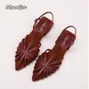 Fashion Low Heeled Sandals Fashion Women Gladiator Shoes 2025 Summer Pointed Toe Roman Sandals Footwear Size42 Sandalias De Mujer