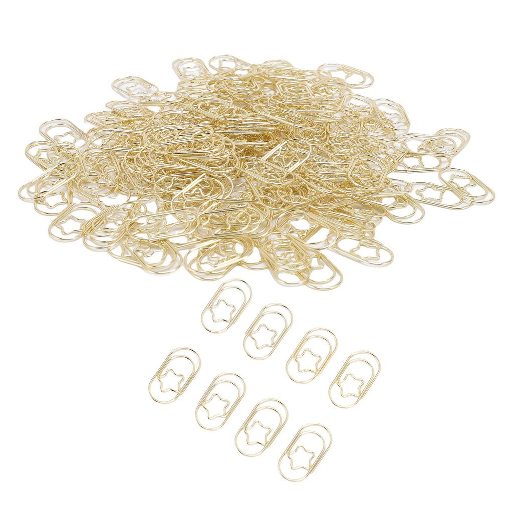 200 шт. Скрепки для бумаги в форме звезды, золотые, милые, забавные, декоративные, металлические, закладки, зажимы для планера с прозрач