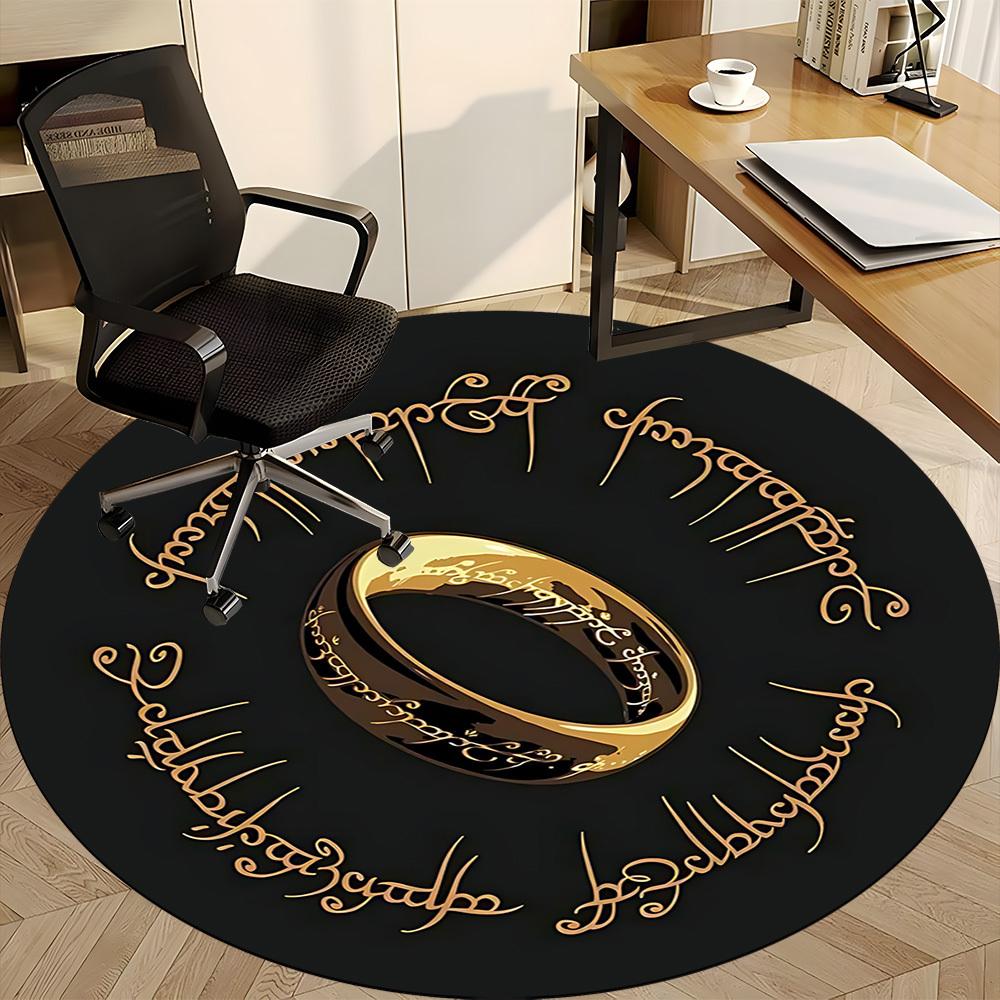 1pc Lord of the Rings Office Round Area Rug, Indoor Mat Suitable For Office,Bedroom Living Room Home Decor, Room Deco a0926011