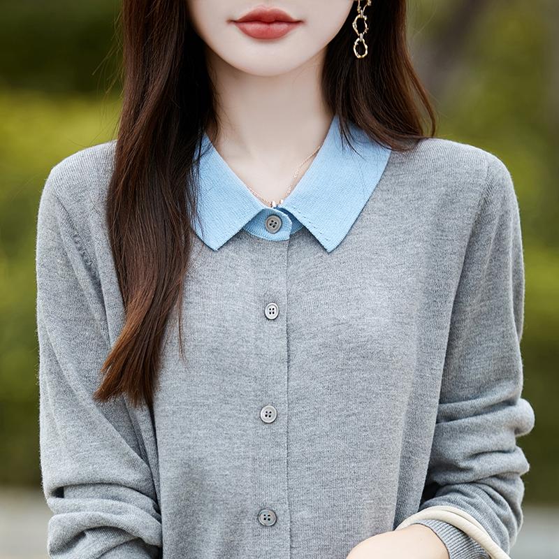 Женский кашемировый кардиган Qinghe кашемир 50% шерсть 50% шелк Женский осенне-зимний кашемировый кардиган мягкий и теплый