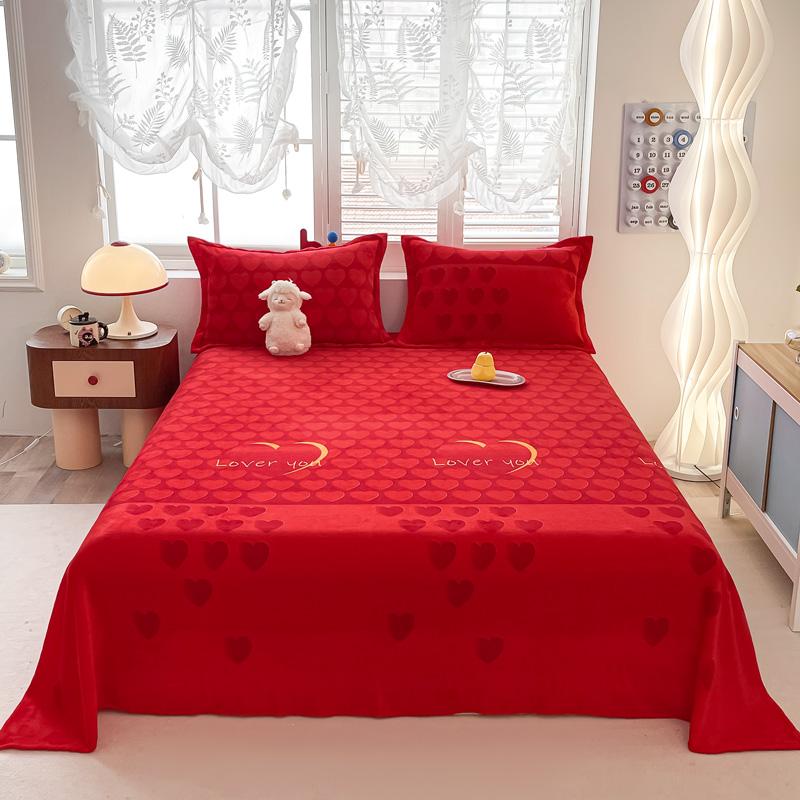 Cartoon Style Bedsheet Velvet Bed Linen Skin-friendly Flat Sheet Warm Bed Sheet for Winter Home Sheets sabanas (No Pillowcase)
