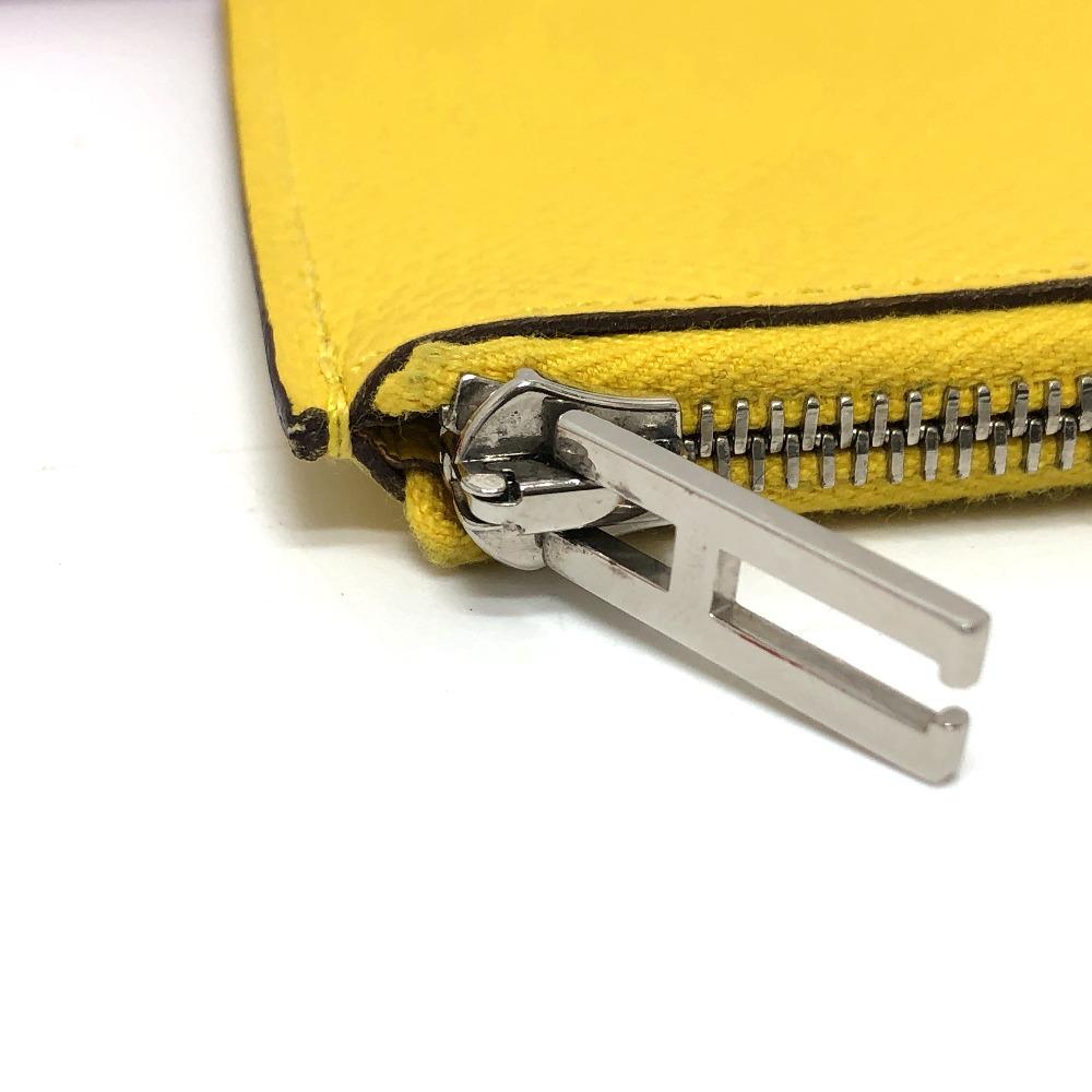 HERMES remix combine duo  Long Wallet Epsom Mauve Sylvestre x Lime pink/yellow
