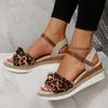 Women's Sandals New Retro Metal Fashion Leopard Print  Decoration Wedges Sandalias Non-Slip Peep Toe Sandalias Mujer Plus Size