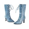Women's High-heeled Short Boots Autumn and Winter New Style Pointed, Slim, and Oversized Denim Boots