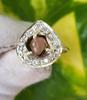 Natural Watermelon Rainbow Tourmaline 925 Sterling Silver CZ Ring Sz 6.5 US A-83