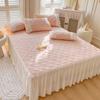 Корейское кружевное молочно-бархатное покрывало на кровать с рюшами, толстое покрывало королевского размера, стеганое покрывало для двуспальной кровати, мягкое теплое с 2 наволочками