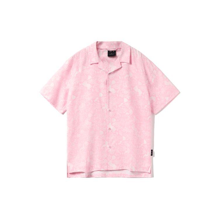 Li Ning X Erik Ellington Signature Series Snake Print Loose Short Sleeve Shirt Men Shirts Pink ASHR151-1
