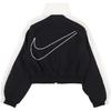 Nike Color Block Logo Print Stand Collar Long Sleeve Jacket Kids Jackets Black White FB1267-010