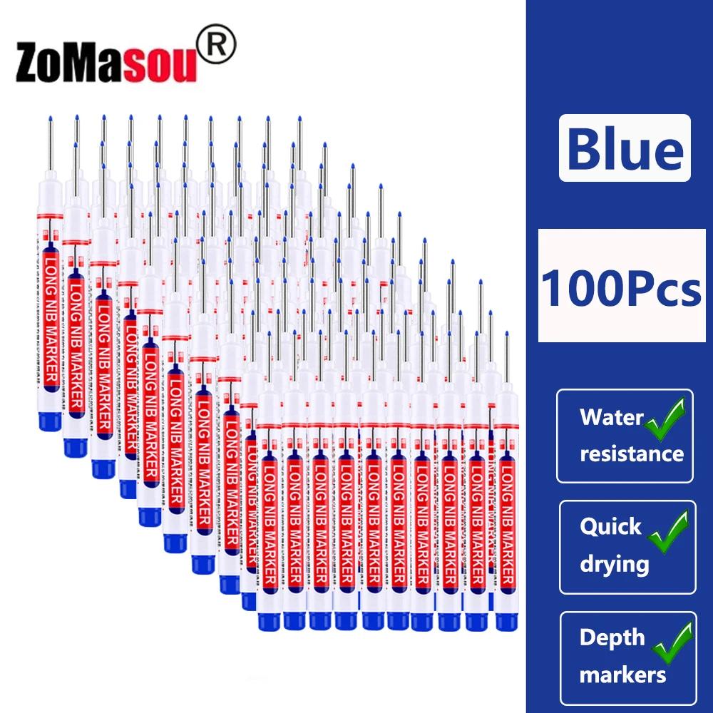 20mm 1-100Pcs Waterproof Deep Hole Marker Long Head Markers Pen Woodworking for Metal Carpenter White/Black/Red/Blue/Green Ink