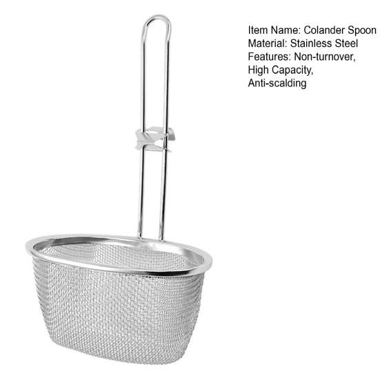 Ложка-дуршлаг Быстро сливает Не деформируется Конструкция с крючком Скиммер Не опрокидывается Нержавеющая сталь