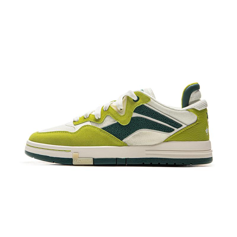 Li Ning Wave PRO Покрытие Устойчивое к истиранию Низкие Скейтбордические кроссовки Унисекс Росток Молочно-белый Тропический зеленый AECV007-3