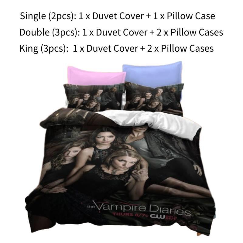 Комплект постельного белья с 3D-принтом «Дневник вампира», мягкий и прочный материал из полиэфирного волокна