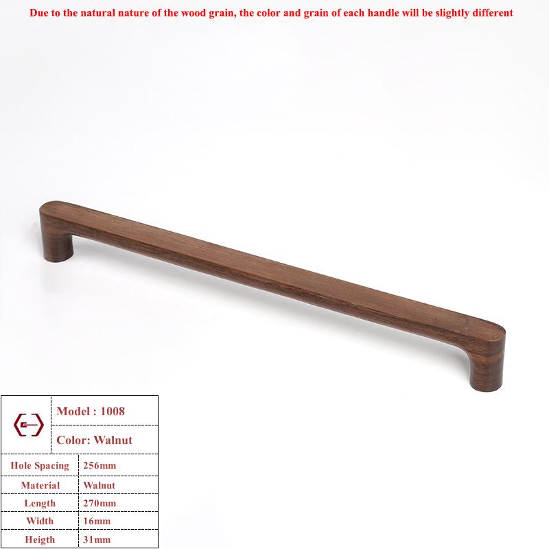 Retro Walnut Wooden Kitchen Cabinet Handle Solid Beech Cabinet Door Knob Cupboard Furniture Drawer Pull Lengthen Wardrobe Handle