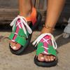 Summer New Roman Sandals for Women Large Size Cross Strap Color Matching Sandals for Women Retro Sandals