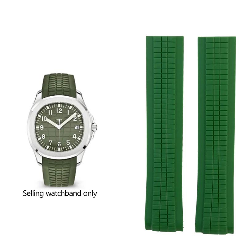 Silicone Watch Strap for Patek Philippe Silicone Watch Strap Men's Grenade 5164/5167 Original Black Sports Rubber Watchband 21mm