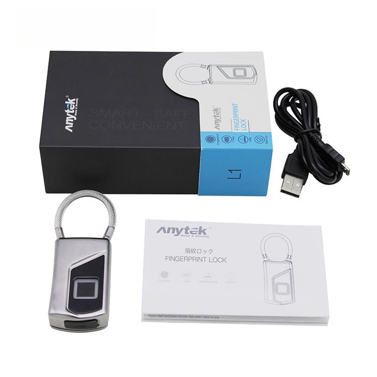 CLEAYODO Small Fingerprint Lock Small Padlock 10 Fingerprint USB Charging Luggage Lock Student Cabinet Lock Mini Travel Lock Luggage Home Lock Home