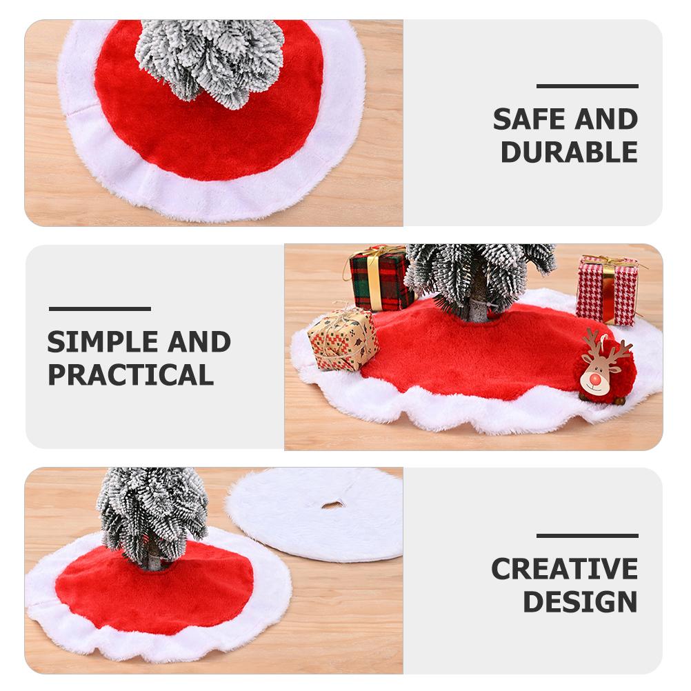 Мини-украшения на рождественскую елку, украшения для нижней юбки, плюшевые рождественские белые веселые накладки на основание, круглые коврики, зимние коврики