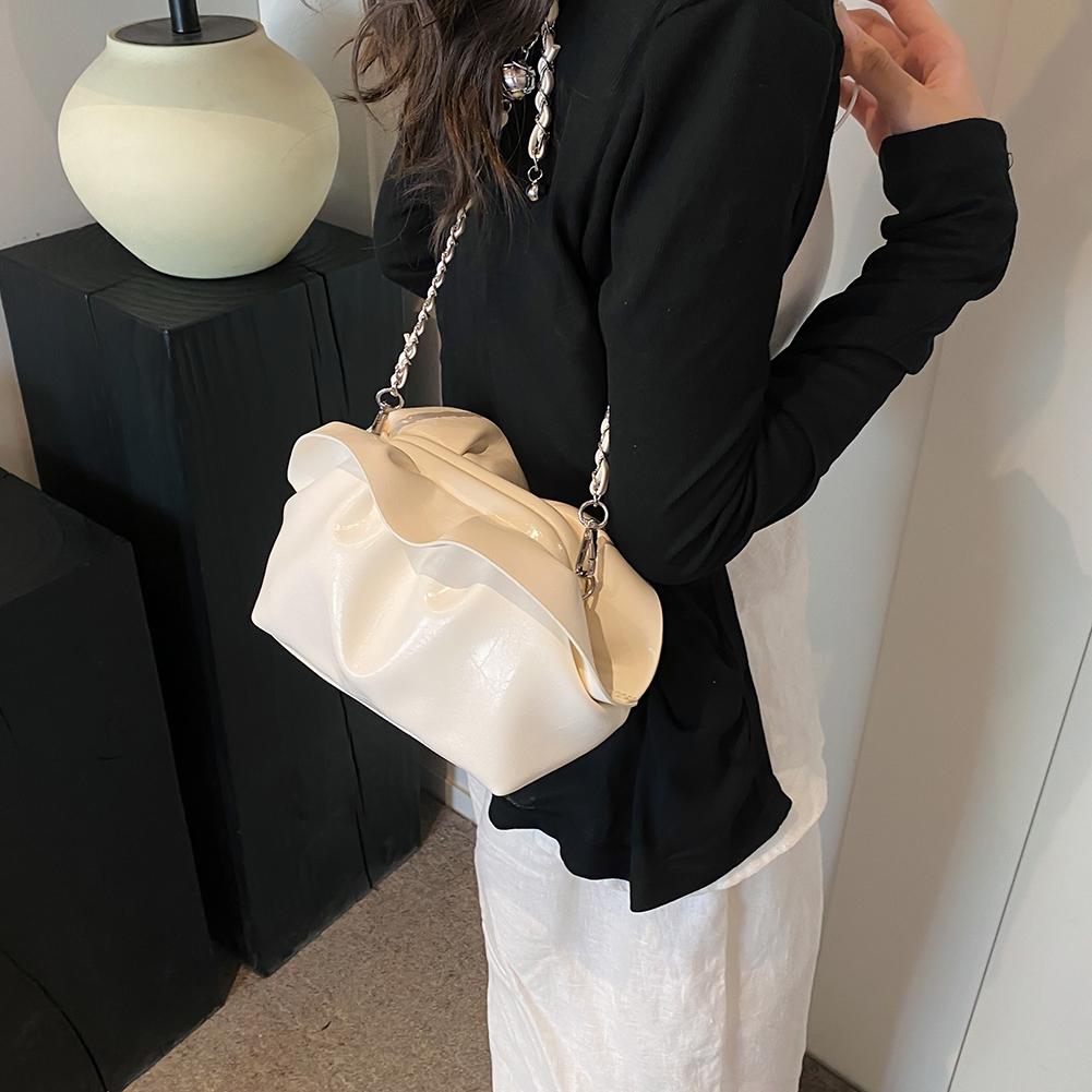 Женская сумка через плечо, плиссированная сумка из искусственной кожи, сумка-хобо с зажимом для путешествий и поездок на работу