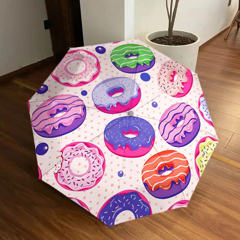 1pc Donut Pattern Automatic Open/Close Umbrella, Formal Events - Ideal Gift for Family or Friends, Outdoor Accessory yy251211162