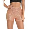 Women's Multi-coloured Fashion Beaded Spice Girls Shorts Elastic Waist Slim Stretch Sequin Pants Sexy Straight Shorts