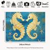 2D Vintage Nautical Seahorse Backdrop 2D Flat Print Blue Ocean Starfish Background