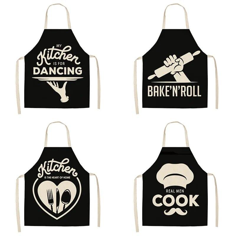 1 Piece Letter Men's and Women's Kitchen Aprons Linen Apron Home Apron Home Cooking Apron Catering Cleaning Apron Wholesale