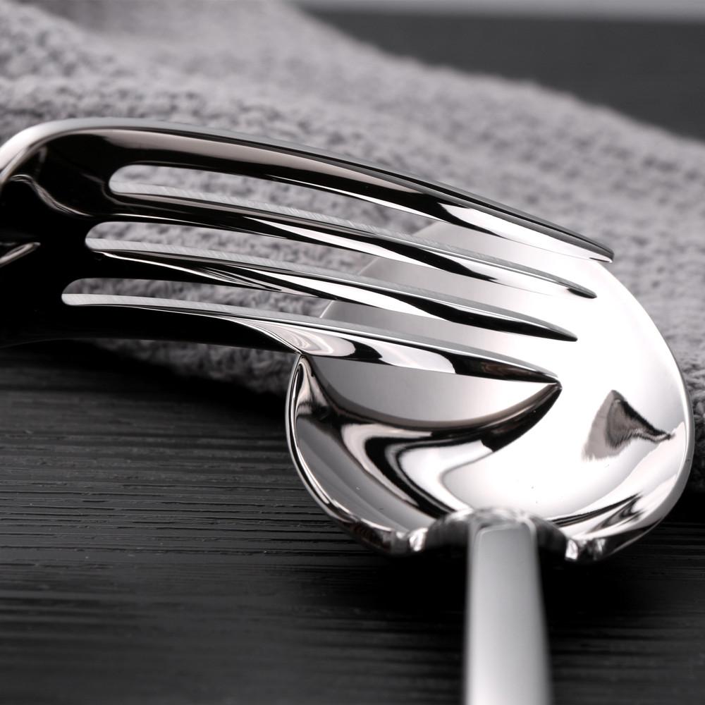 Набор столовых приборов из нержавеющей стали серебристого цвета, винтажные столовые приборы, ручки с полостью, столовое серебро для свадьбы, барокко, 18/10, глянцевое золото