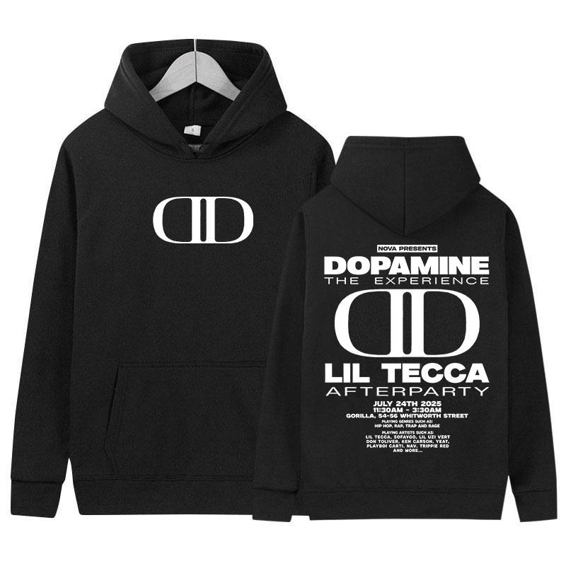 Рэпер Lil Tecca Dopamne Tour 2025 Новый Альбом Худи Мужская Женская Одежда Мода Харадзюку Толстовка Хип-Хоп Оверсайз Флисовое Худи