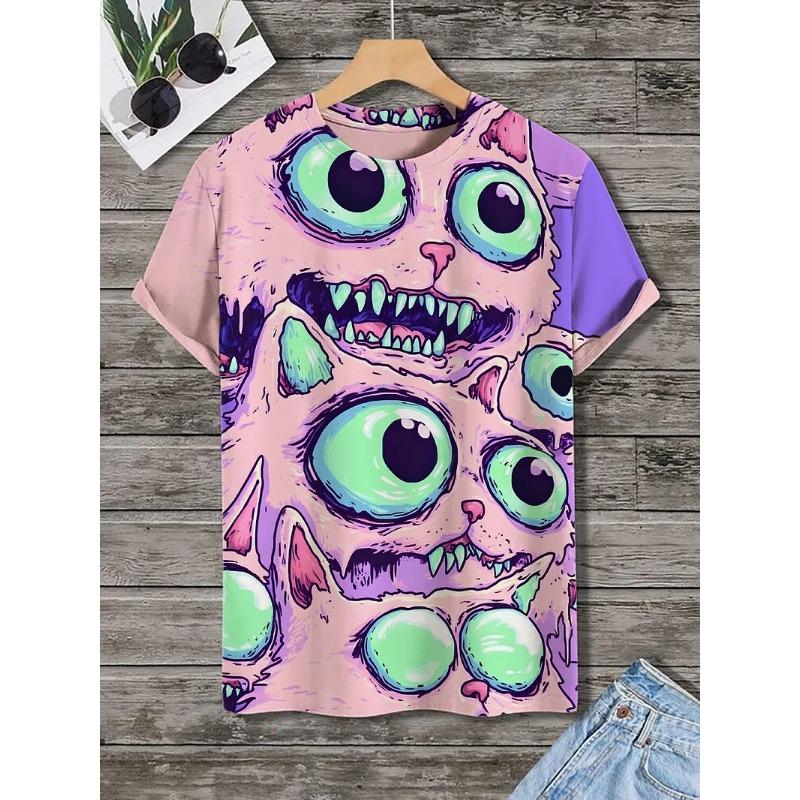 Men's Funny Animal Printed T Shirt Short Sleeved Tees Tops 3D Print Crew Neck Shirts Summer Casual Men's Clothing Apparel