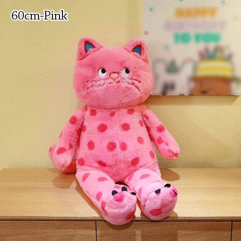 Plush Stuffed Animal Pillow Polka Dot Cat Animal Plush Toy Creative Plush Cat Doll  Sleeping Gift