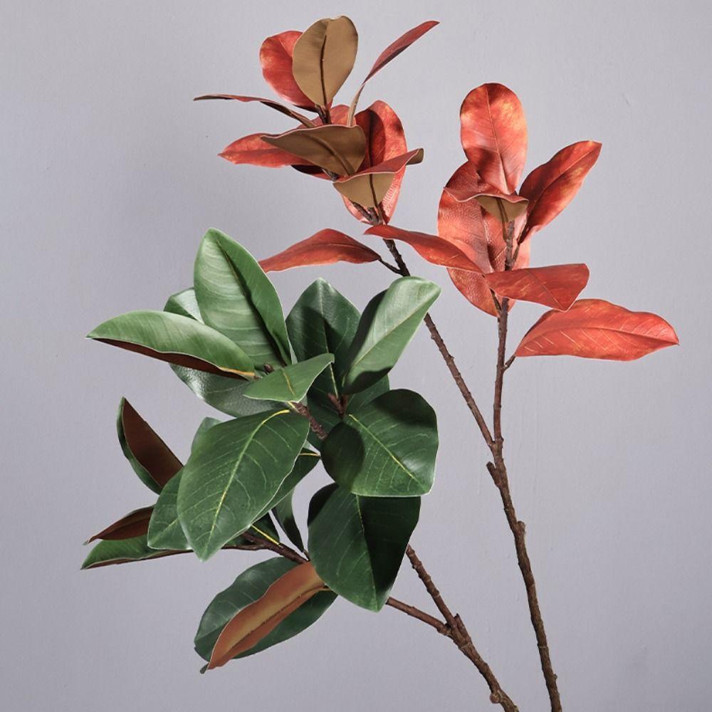 Red Green Artificial Magnolia Leaves Floral Arrangement Faux Magnolia Branch Wedding