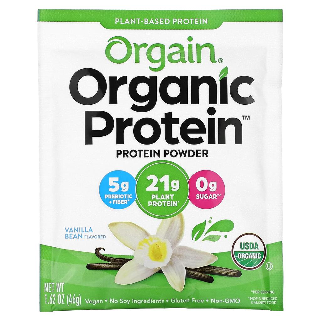 Orgain Organic Protein Powder, Vanilla Bean, 10 Packs, 46 G (1.62 Oz) Each