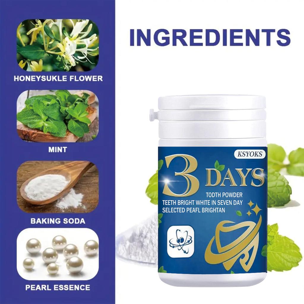 3 Days of Tooth Powder, 7 Days To Make Teeth White, Selected Pearls To Brighten Teeth, Fresh Breath