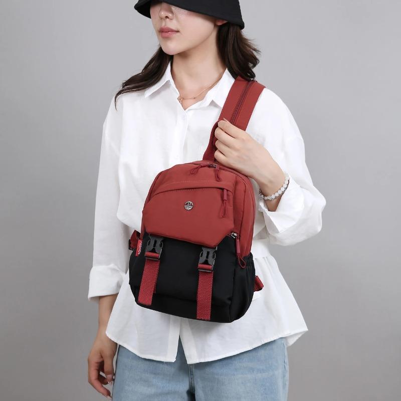 Women's Multifunctional Shoulder Chest Bag, Convertible Small Backpack & Crossbody Fanny Pack, Lightweight Nylon Purse