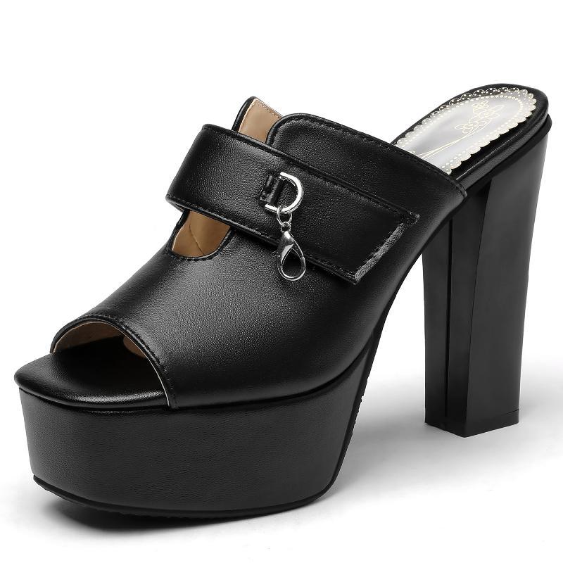 Модные туфли на платформе, женские летние босоножки на высоком каблуке, роскошные женские туфли-мюли, черные, белые, красные, туфли для вечеринок, большой размер 50