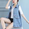Women's Denim Jean Vest Sleeveless Button Down Denim Waistcoat Shacket Jacket