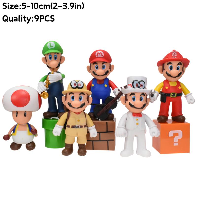 3-48 шт./комплект Фигурки Игрушки Марио Брос Принцесса Пич Боузер Гумба Милые Аниме Донки Конг Йоши Бу Бу Бу Туад Модель Кукла Подарки на День Рождения