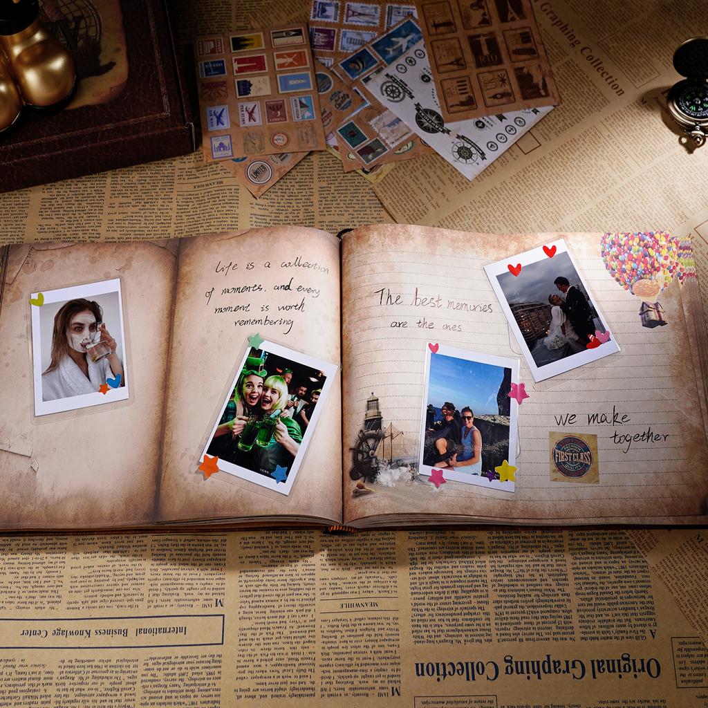 180 Page DIY Travel Photo Album Scrapbook Our Adventure Book Leather Retro Creative Photo Album Birthday Christmas Gifts