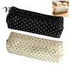 Универсальная холщовая сумка для хранения, Пенал в горошек, Тканевая косметичка-органайзер для канцелярских принадлежностей, Милый косметический пенал на молнии, Для школы и офиса