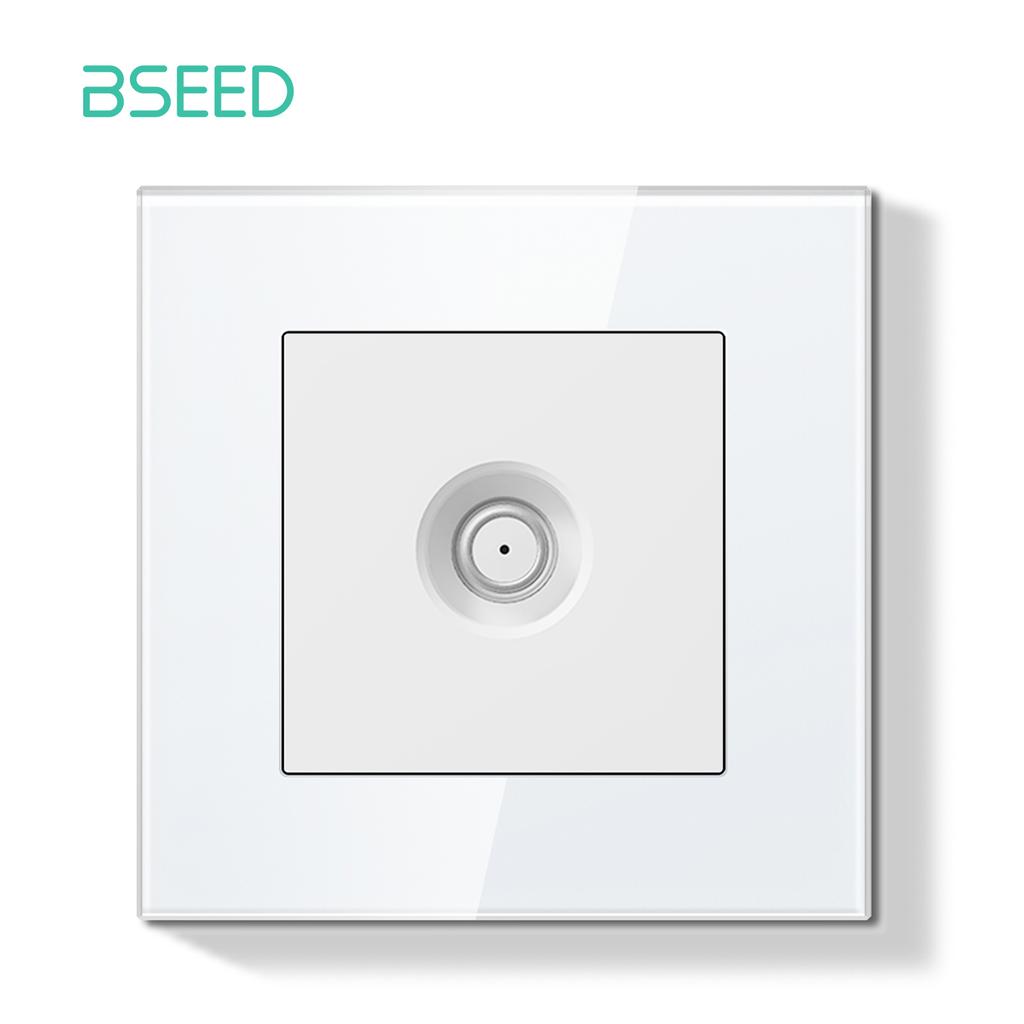 BSEED Switch Light Switch White Glass Frame Wall Power Sockets USB-C Phone Charge E-Series EU Standard 1 Way