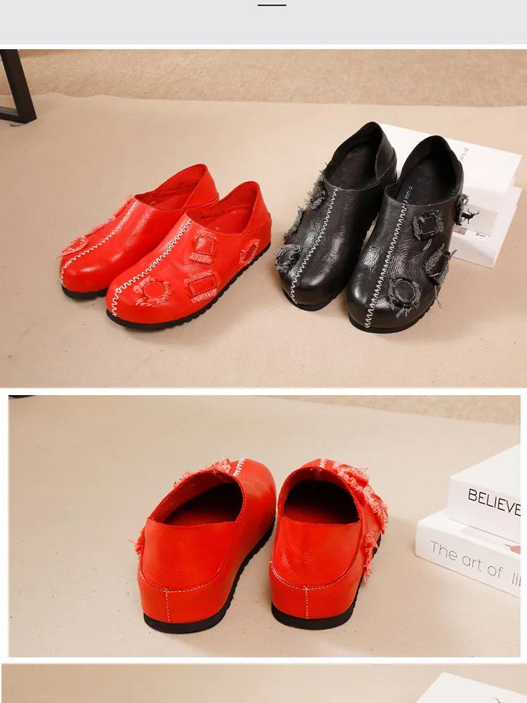 Johnature Женская обувь из натуральной кожи, высококачественные кожаные мокасины, универсальная обувь на плоской подошве на все времена года