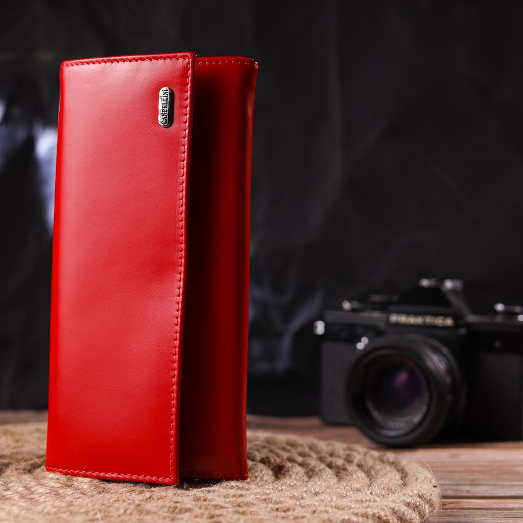 Женский яркий кошелек из натуральной гладкой кожи CANPELLINI Wallet 21626 Красный