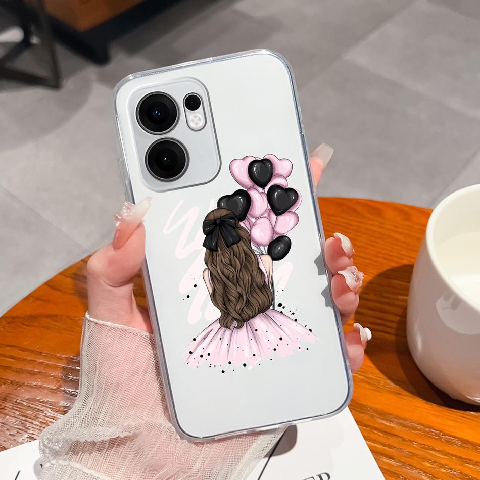 Чехол для Oppo Reno 13F Градиентный Цветочный Прозрачная Крышка для Oppo Reno 13 F 4G 5G Reno13F Funda Мягкие Противоударные Задние Крышки Телефона