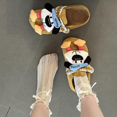 Ретро Баотоу драг 2025 осень и зима трехмерный милый мультяшный Мори кэжуал с пряжкой на одной стороне женские шлепанцы Баотоу