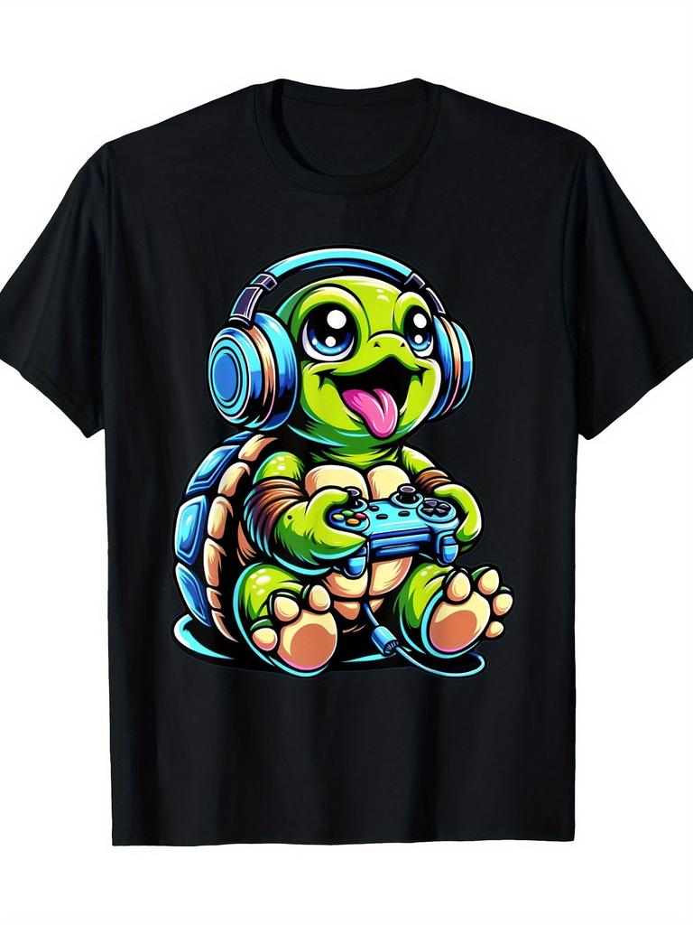 [Funny Turtle Gamer]  Funny Turtle Gamer T-Shirt - 220g Gaming Turtles Video Game