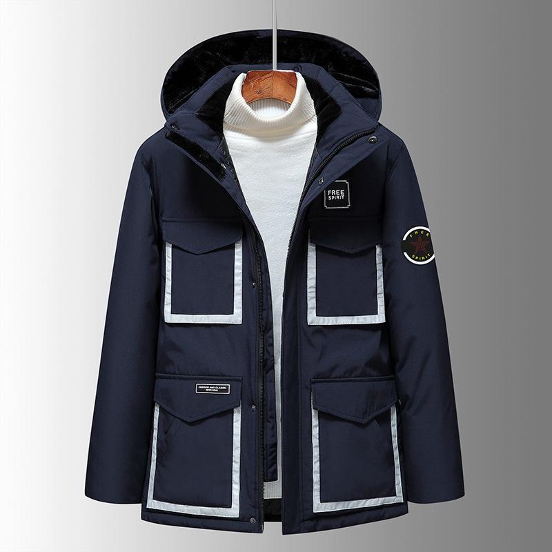 Хлопковое пальто для мужчин осень и зима новое мужское повседневное утолщенное молодежное однотонное хлопковое пальто средней длины мужская куртка