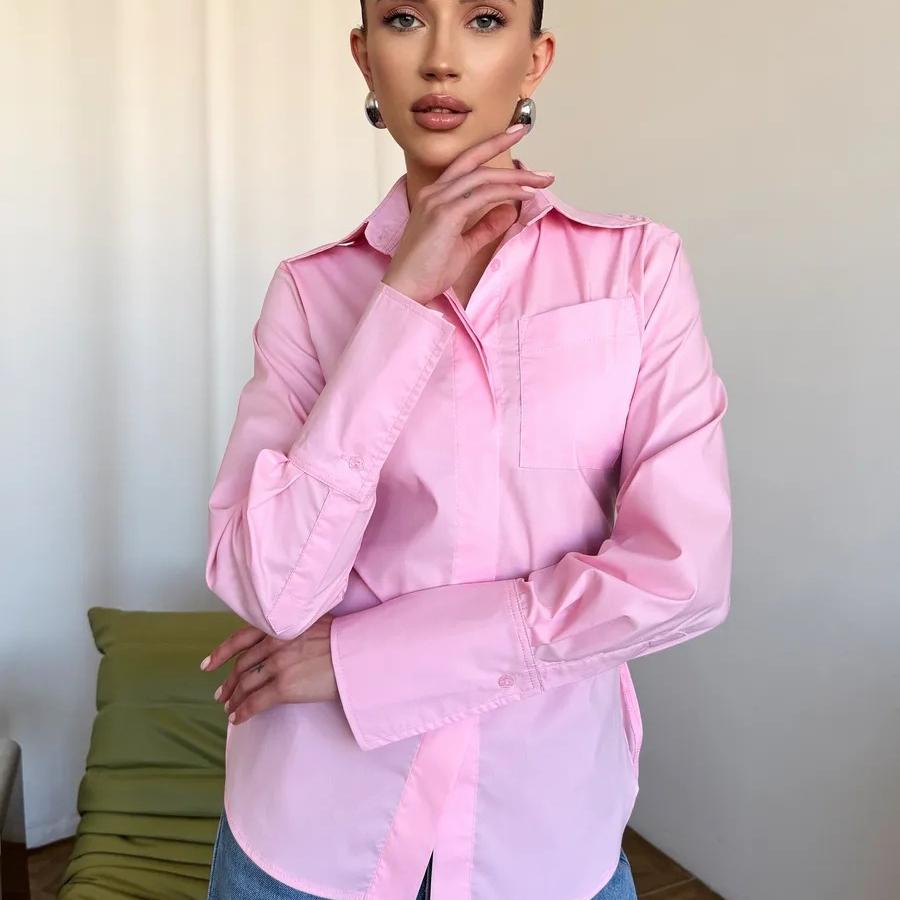 Elegant Women's Fashion Versatile Casual Solid Color Turn-Down Collar Shirt Fashion Set Women's Top